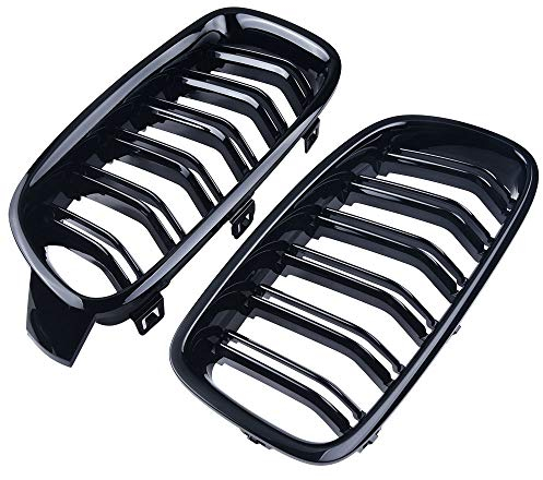Nieren Kühlergrill Kompatibel mit BMW 3er F30 F31 2012–2018 Nieren Doppelsteg Sport Kühlergrill Glanz Schwarz