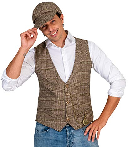 Herren Kostüm 20er Jahre Weste mit Schiebermütze Gr. 48-58 Fasching Karneval (52/54)