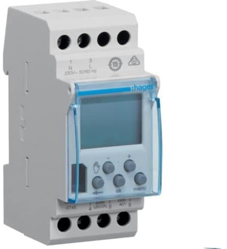 Hager EGN103 Digitale Zeitschaltuhr für DIN-Schiene, x, Schwarz