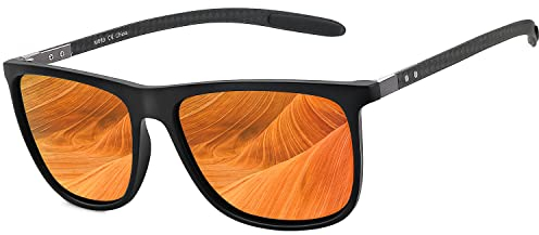 ZENOTTIC Polarisierte Sonnenbrille Herren Kohlefaser Bügel Quadratische Sonnenbrille Fahren Angeln Golf Sport UV400 Schutz