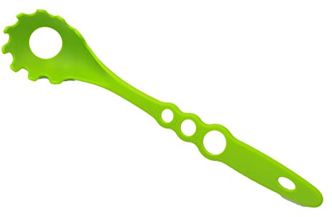 4-in -1 Large Measure Portion Control/Nylon Spaghetti Spoon/Spoon Strainer/Spaghetti Measurer Tool Quick Pasta Measuring Tool With 3 Different Sizes Measuring Holes,For Kitchen Cooking Tool（GREEN）