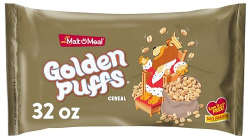 Malt-O-Meal Golden Puffs Sweetened Puffed Wheat Breakfast Cereal, Bulk Family Size, 32 oz Resealable Bag