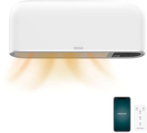 Cecotec Scaldabagno Ceramico ReadyWarm 2000 Max Box Ceramic Connected. 2000 W, Display LED, Termostato Regolabile, Controllo via Wifi, Protezione IP22, Timer, Protezione da Surriscaldamento