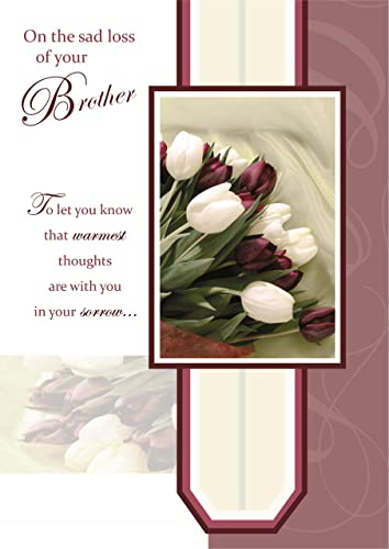 Loss Of Brother Sympathy Condolence Bereavement Card Tulip bouquet Medium Size with Plain Envelope