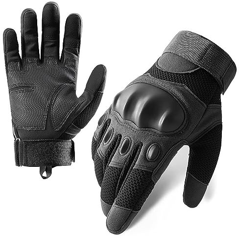 JAWSEU Gants Tactiques Militaires à Écran Tactile pour Homme, Gants de Moto Écran Tactile Plein-Doigt Antidérapant Gants avec Protection des Articulations pour Motocross Escalade Camping Vélo