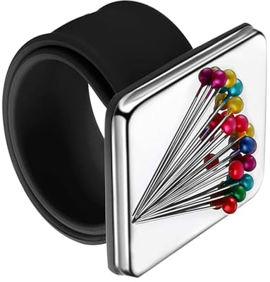 Magnetisches Silikon-Armband,1PCS Armnadelkissen magnetisch, quadratisches mit Silikon-Armband- Magnetisch Nadelkissen Armband, für DIY-Stickerei-Haarspangen,Schwarz