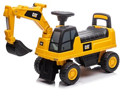 Best Ride On Cars CAT Excavator Push Car – Licensed Caterpillar Ride-On Digger Toy for Kids with Rotating Bucket & Under-Seat Storage – Construction Vehicle for Toddlers