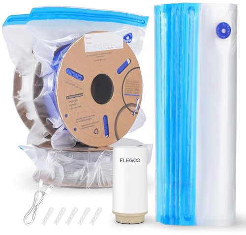 ELEGOO Filament Storage Bags Electric Pump Kit, 30 Reusable Bags Vacuum Sealed with Auto Pump Humidity Resistant, Perfect for 3D Printer Filament Storage and Keep Filament Dry (34x30cm)