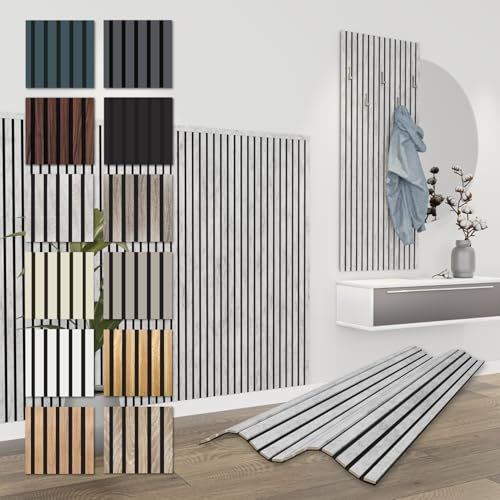 HEXIM Akustikpaneele 138,5x60cm - flexible Lamellenwand Holz MDF Wandpaneele Lamellenverkleidung Wandverkleidung Innendekoration schalldämmend (4 Paneele / 3,32 m² Chicago Concrete - APH10)