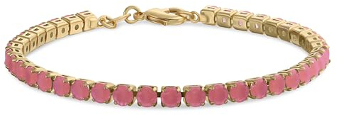 12 Ctw Klassiskt Tennisarmband Med Glänsande Skärning Klo Korg Eller Rund Kubisk Zirconia Cabochon Solitaire Cz Cz Guldpläterade Månadsstenar Färger 14K 7,5 tum, Sten, Kubisk zirkonia