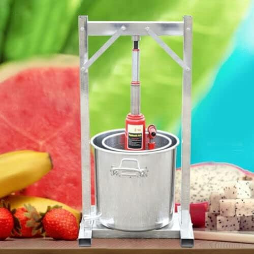 LXWKAI 12L Obstweinpresse, Traubenzerkleinerer, Saftpresse mit hydraulischem Wagenheber, 304 Edelstahl, Obstpresse, Apfelweinpresse zur Wein-, Apfelwein- und Gemüseherstellung, Obstzerkleinerer