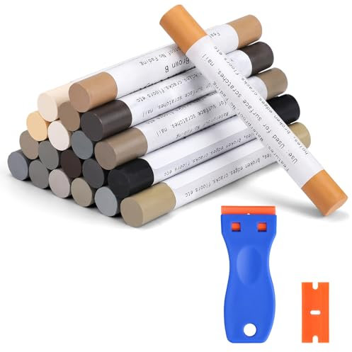 Kit de crayons de cire pour réparation de meubles, bâton de remplissage de bois, kit de réparation de sols stratifiés, marqueurs pour surfaces multiples, rayures, trous, tables, bureaux, revêtements