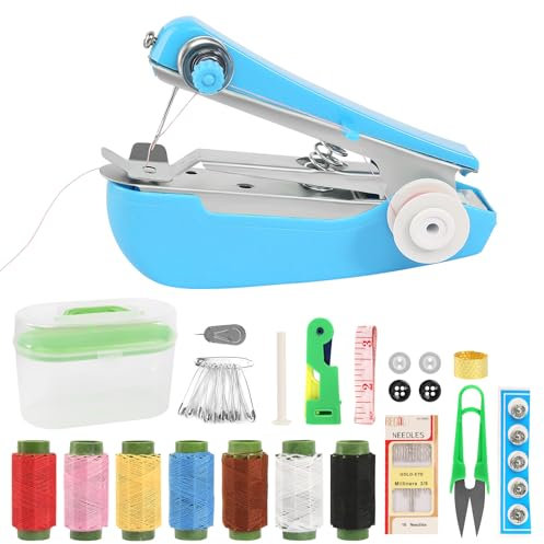 Handnähmaschine Mini Nähmaschine Tragbare Hand Nähmaschine mit 46 Nähzubehör Kleine Nähmaschine für Kleidung Stoffe Cutains (Zufällige Farbe)