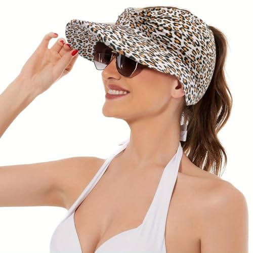 TYXHXTF Casquette Visière Femme, Chapeau de Soleil Plage, Chapeau de Voyage Plage de Protection Solaire à Large Bord, Été No Top Mode Grande Visiere