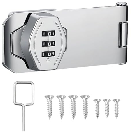 Jidyllic Serrure Mécanique avec Moraillon,4,0 Pouces Serrure à Combinaison Serrure à Combinaison à 3 Chiffres Combination Lock pour Armoire/Petite Porte/Penderie