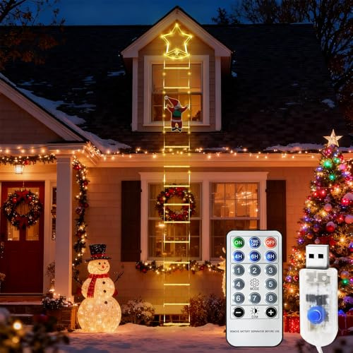 XRCHAA Ghirlanda luminosa di Natale, 295 LED di Natale, ghirlanda luminosa USB con Babbo Natale, 8 modalità lampeggianti, arrampicate, decorazioni per interni esterni, casa, finestre, albero di Natale