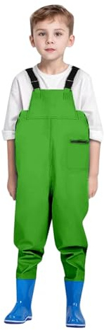 Combinaison Pluie Enfant Bebe Garcon Fille avec Pantalon et Bottes Intégrées Salopette Pluie pour Enfants Combinaison Pantalon Impermeable de Sécurité Surpantalon Imperméable de Plage et Pêche en Mer