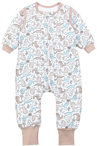 TupTam Saco de Dormir Bebé – Saco Dormir Bebé con Piernas, 2.5 TOG, Algodón OEKO-TEX, Dino Beige Blau, 104-110