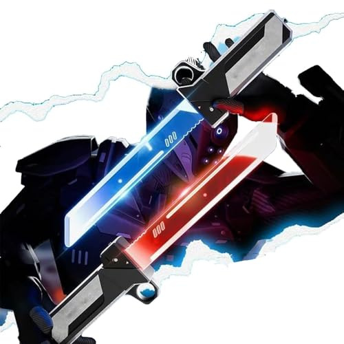 Spada laser retrattile plug-in, sciabole illuminate a LED 2 in 1 con sensore di movimento, spada illuminata a doppia lama, spada con impugnatura girevole reversibile per punta delle dita (1set)