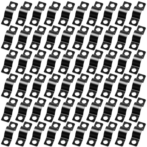 XoeLLe 60 Pezzi Realizzato in Ferro 10 mm Piccola Collari Morsetti per Tubi a U Fascette Stringitubo per Tubo Dell'acqua Tubo Del Gas Finitura Zincata Nera Design a Fissaggio Bilaterale