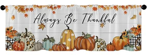 Lcarege höst köksgardiner 147 x 45 cm pumpa höst kappor för stång ficka gardiner för halloween Thanksgiving dekor