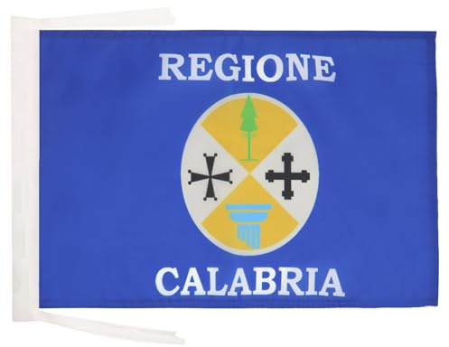 BANDIERA CALABRIA 45x30cm - BANDIERINA CALABRESE - REGIONE ITALIA 30 x 45 cm cordicelle - AZ FLAG