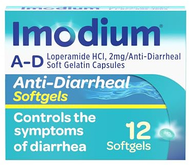 Imodium A-D Diarrhea Relief Softgels with Loperamide HCl, Anti-Diarrheal Medicine to Help Control Symptoms of Diarrhea Due to Acute, Traveler's Diarrhea, HSA/FSA Eligible, 12 ct
