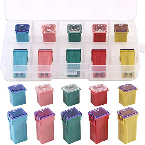 Glarks - Juego de 10 piezas de fusibles para coches y camiones de pastillas de Toyota, 20 A, 30 A, 40 A, 50 A, 60 A, 60 A