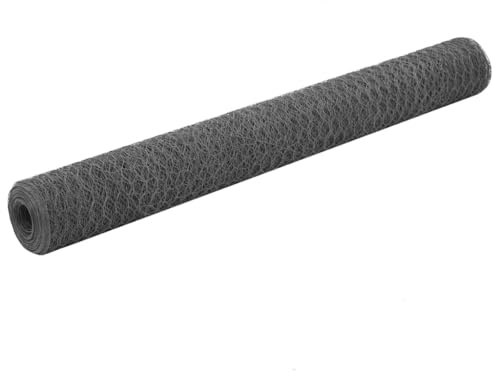 vidaXL Hönsnät stål med PVC-beläggning 25x1,2 m grå