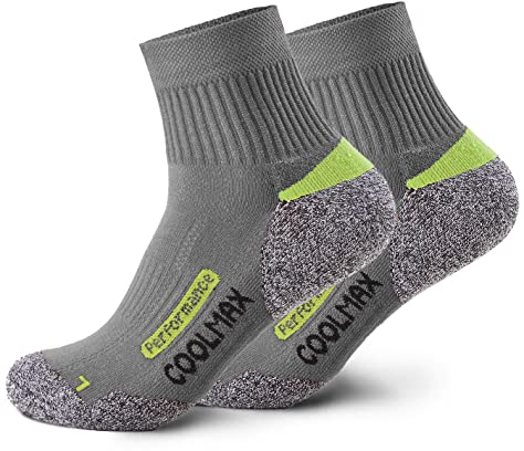 Piarini 2 Paar Coolmax Wandersocken Trekking Socken Funktionssocken kurz - grau 43-46