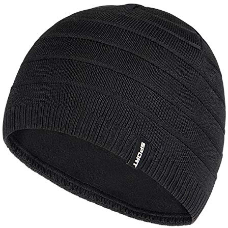 Bodvera Mens Winter Beanie Hat Warm Knit Cuffed Plain Toboggan Ski Skull Cap (3 Patterns)