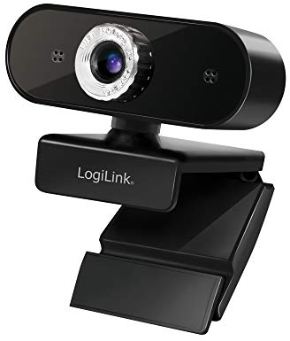 LogiLink UA0371 - Pro Full-HD-USB-Webcam mit Mikrofon für gestochen scharfe Videogespräche über Skype/Google Meet/FaceTime/FB Messenger/etc.