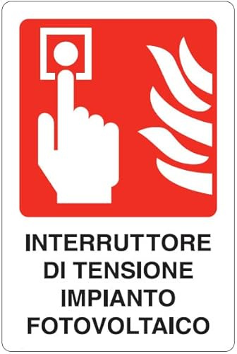 Social Crazy - Segnale per interruttore impianto fotovoltaico - Adesivo Extra Resistente, Pannello in Forex 30x42 cm, Montaggio a Parete, Stile Informativo, Colore Bianco