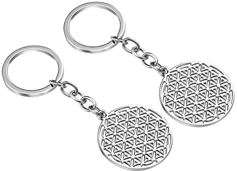 Juego de llaveros de la flor de la vida de 2 piezas para hombres mujeres niñas, llavero de acero inoxidable, círculo de yoga redondo, para regalo de buena suerte para mamá mujer cumpleaños Navidad