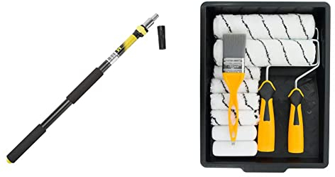 Coral 76501 Shurglide Telescopic Extension Pole with Latest Flip-Cam Lock 0.6-1.2M / 2-4FT & 10501 Paint Kit with Headlock and Mini Roller Frame and Hybrid Brush, Set of 12 Pieces