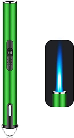 ibforcty Jet Torch Lighter, Refillable Butane Lighter with Visible Window, Windproof Candle Lighter for BBQ, Camping, Stove, Kitchen Cooker, Hobs, Men Gifts (Gas Not Included) (Green)