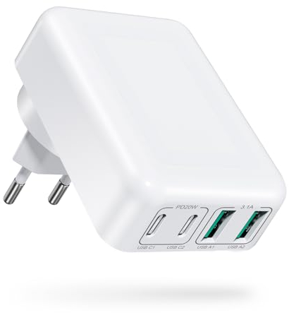 USB C Ladegerät, 4-Ports Mehrfach Ladegerät mit USB-C und USB-A, 40W Schnellladegerät PD 3.0 Power Adapter USB Netzteil für iPhone 15 14 Pro Max 13 12 11 SE 2020 XS XR 8 7, Samsung, Handys