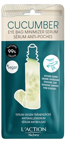L'Action Paris Siero riducente per borse sotto gli occhi, naturale con estratto di cetriolo per gonfiori sotto gli occhi, Siero illuminante che aiuta a migliorare l'elasticità della pelle 10 ml