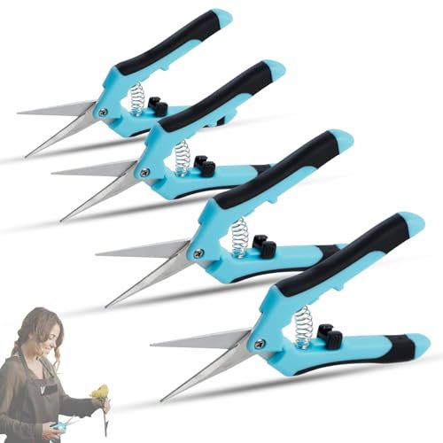 CXRYLZ 4 Pcs Garden Pruning Scissors, Professional Precision Blades Trimming Shears, Comfortable Touch Handles Secateurs, Gardening Clippers Tools for Flowers Fruits Grape Florist Bonsai (4pc)
