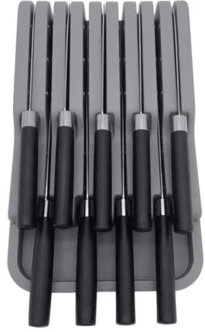 FASSME Organizador de cuchillos de cocina, soporte de almacenamiento para cuchillos, inserto organizador de cajones, organizador de cubiertos, bandeja organizadora de cajones de cocina