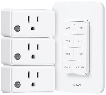 Remote Control Outlet Wireless Wall Mounted Light Switch, 3 Independent Control Outlets, 200FT RF Range, Mini Outlet Plug, 15A/1875W High-Power for Lamps, Lights, Household Appliances, ETL Listed