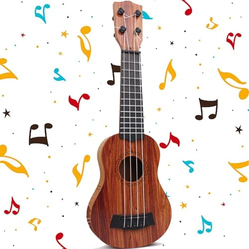 38 cm Ukulélé Jouet Guitare, Ukulélé pour Enfants, Enfant Mini Guitare, Guitare Enfant, Jouet Musical de Guitare, avec 4 Cordes Réglables, pour Tout-Petits, Débutants, Garçons, Filles