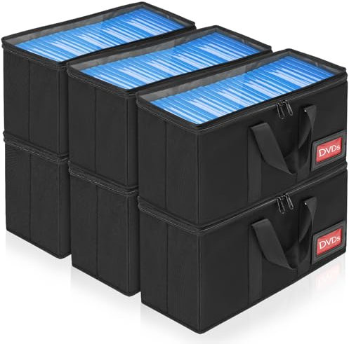 IPEB CD Aufbewahrungshülle, DVD-Aufbewahrungsbox, CD/DVD-Aufbewahrungstasche mit Tragegriff, CD-/DVD-Tasche mit transparentem Deckel (Schwarze DVD Case, 6-Pack)