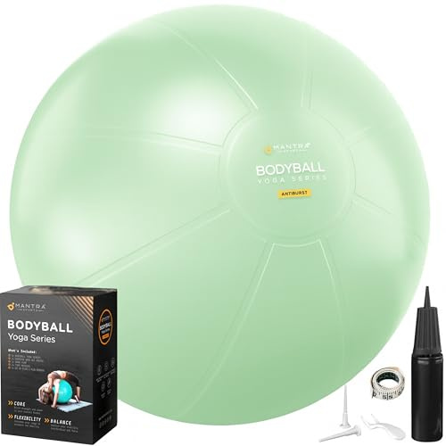 MANTRA SPORTS Exercise Ball – Yoga Ball for Pilates & Fitness - Birthing for Pregnancy, Stability, Core, Balance, Therapy for Physical Rehab, Workout for Home Gym & Office Chair, Fast Pump Included