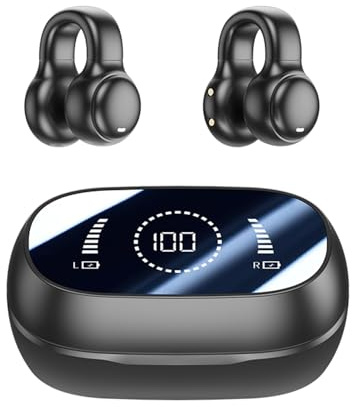 Cuffie sportive senza fili a orecchio aperto Bluetooth Clip On Mini auricolari Cassa di ricarica Cuffie sportive Conduzione ossea Cuffie per allenamento Guida a piedi
