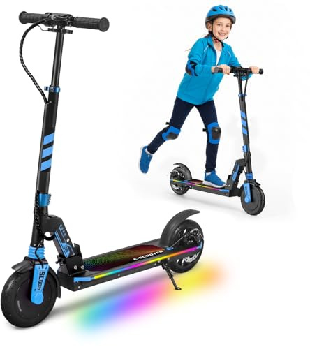 Electric Scooter for Kids, 200W Motor, 12 MPH & 12 Mile Range, Foldable Kick Scooter with Safe Non-Zero Start, Dual Brakes, Maxload 220 lbs, 8'' Honeycomb Tires, for Commuting, School, Teens' Gift