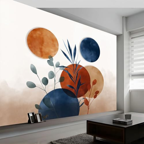 Générique Terracotta Papier Peint Photo Panoramique, Abstrait Minimalisme Plantes Fresque Murale Intissé 250 x 175 cm (L x H) – Décoration Murale Pour Salon Chambre D'Enfants et Restaurant