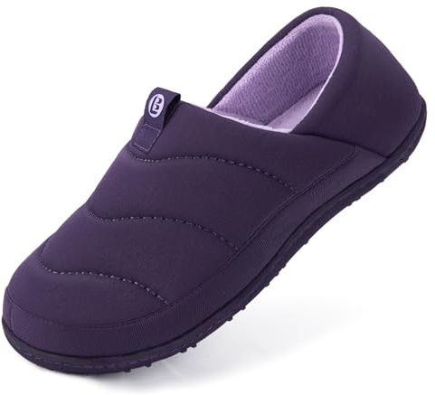 LongBay Women's Comfy Slippers Indoor Outdoor House Shoes with Removable Insole & Non-Slip Sole Purple, 11-12