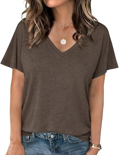 Crewhpo Haut Femme Été Col V Manches Courtes Coupe Ajustée pour la Maison | Tissu Doux et Agréable, Col V Net et Féminin, Manches Courtes, Pour Bureau et Quotidien, Facile à Porter Chaque Jour