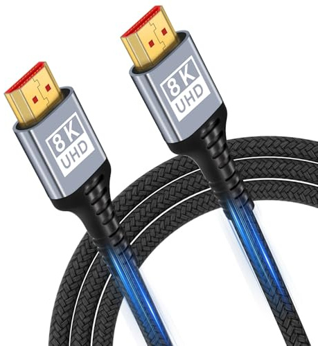 HDMI 2.1 10K 8K, 5 m, 48 Gbps HDMI-kabel ultrahög hastighet 10K 8K@60 Hz 4K@120Hz 7680P, HDMI 2.1 stöder HDR10 eARC 3D HDCP 2.2y2.3, kompatibel med PS5/4 X-Box HDTV Blu-ray-spelare/bildskärm